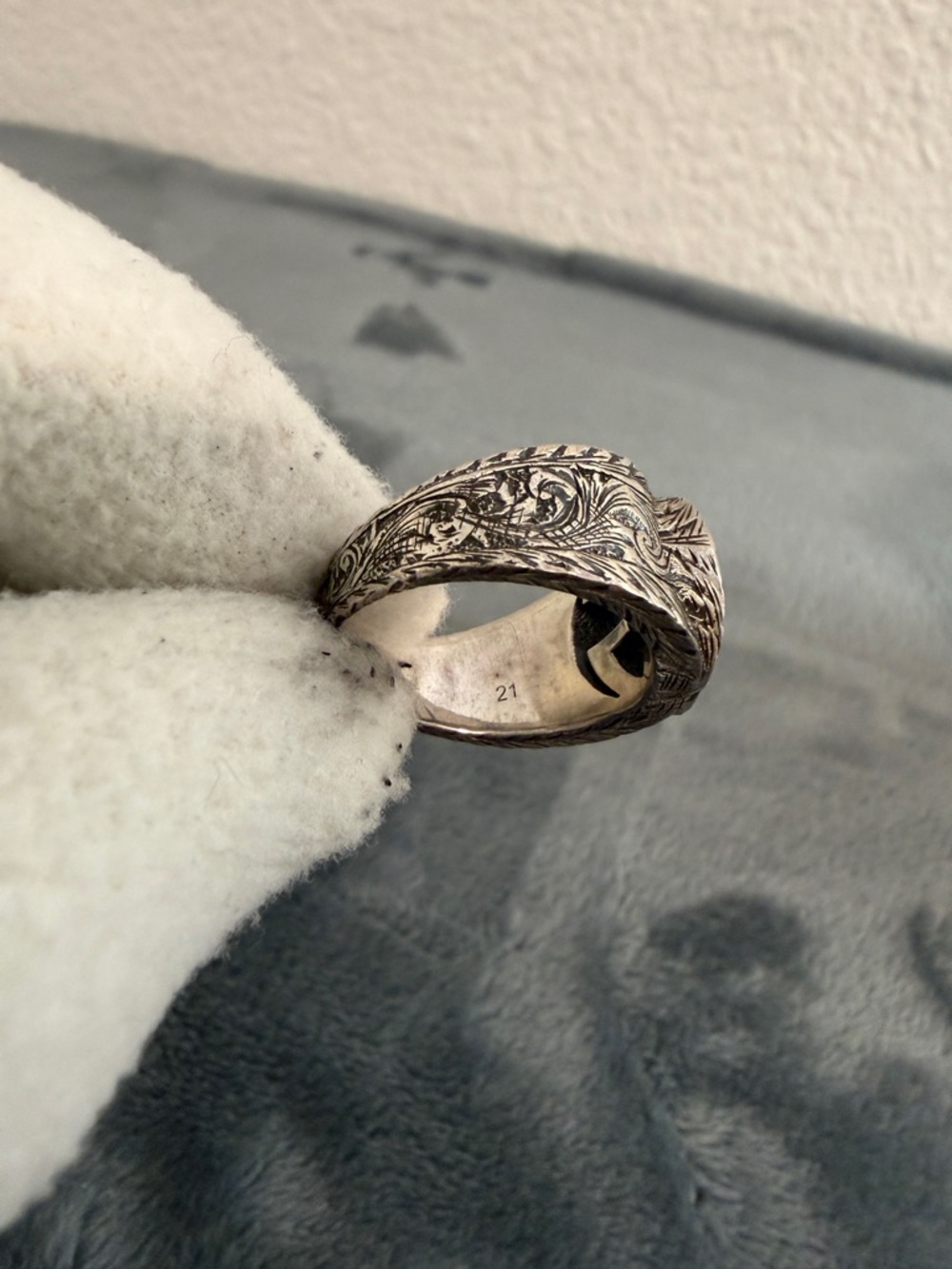 Brand New Gucci Interlocking G Arabesque Silver 925 Ring Sz 19 (US 8.75) - Picture 8 of 10